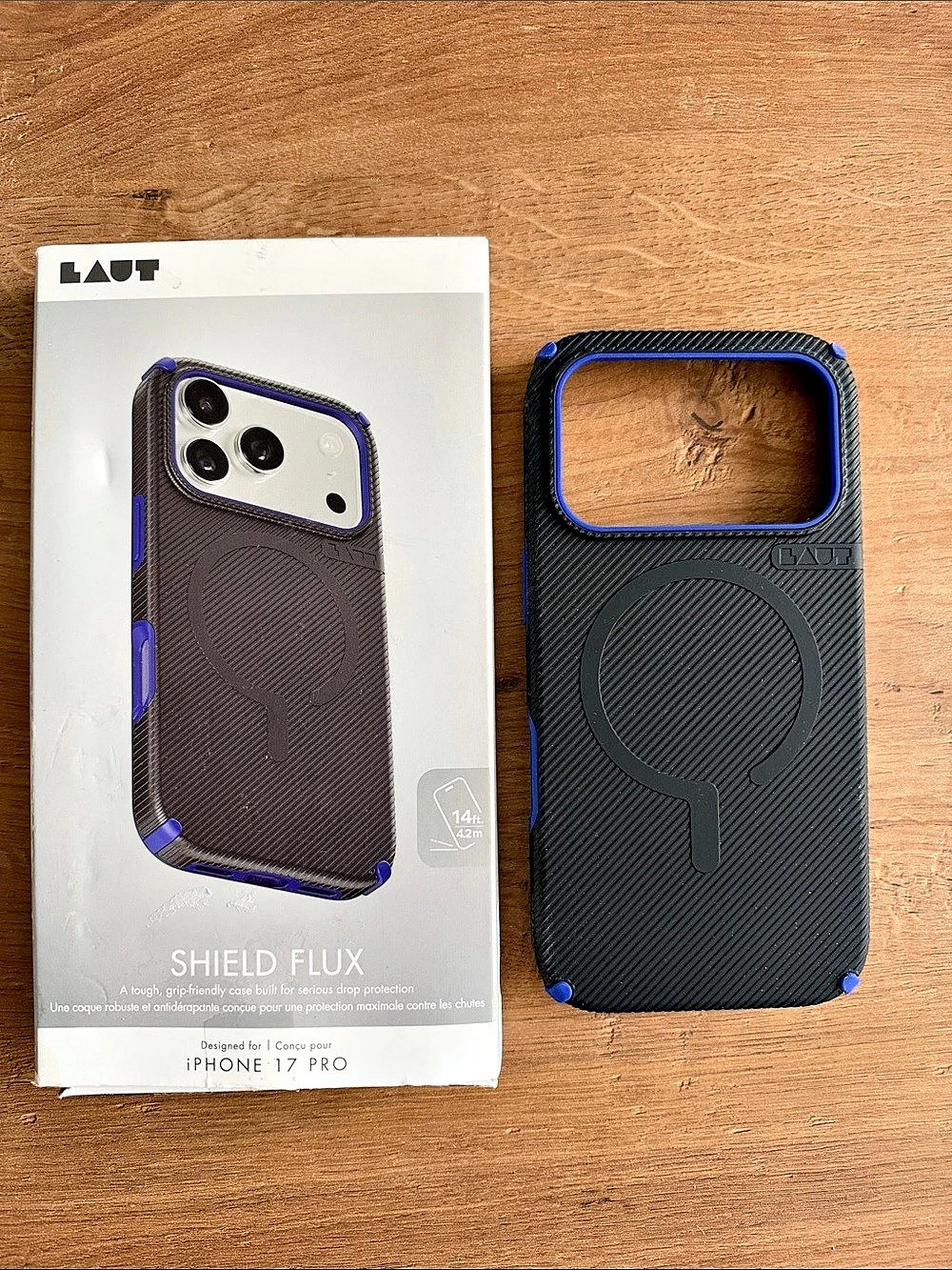 LAUT Shield Flux MagSafe Case for iPhone 17 Pro Case Black & Blue